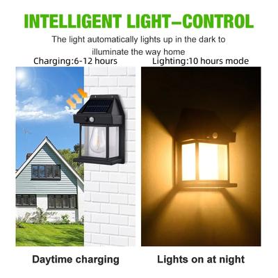 Solar Wall Light Tungsten Waterproof Wireless Motion Sensor Security Lamps Dusk To Dawn Exterior Lighting for Patio Porch Garage