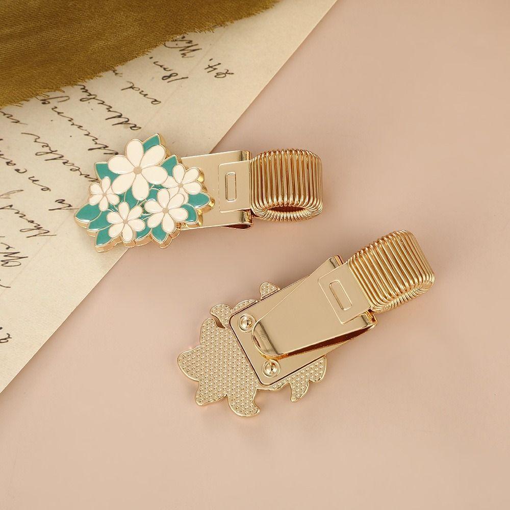 Retro Metal Pen Holder Flower Journal Clip Portable Paper Fix Clips  Student