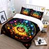 Halloween Decoration Set Pumpkin Artwork Bedding Set with 1 Duvet Cover 2 Pillowcases Single Double King Queen Gift