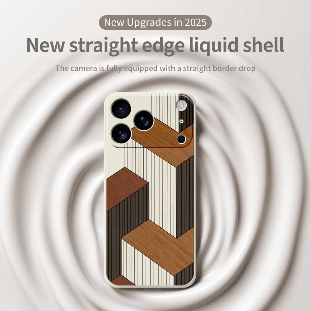 Geometric Wooden Phone Cases For iPhone 17 Pro Max 17 Air 16 15 14 13 12 11 Pro Max XS Max 7 8 Plus 16e 16 Plus TPU Cover Coque
