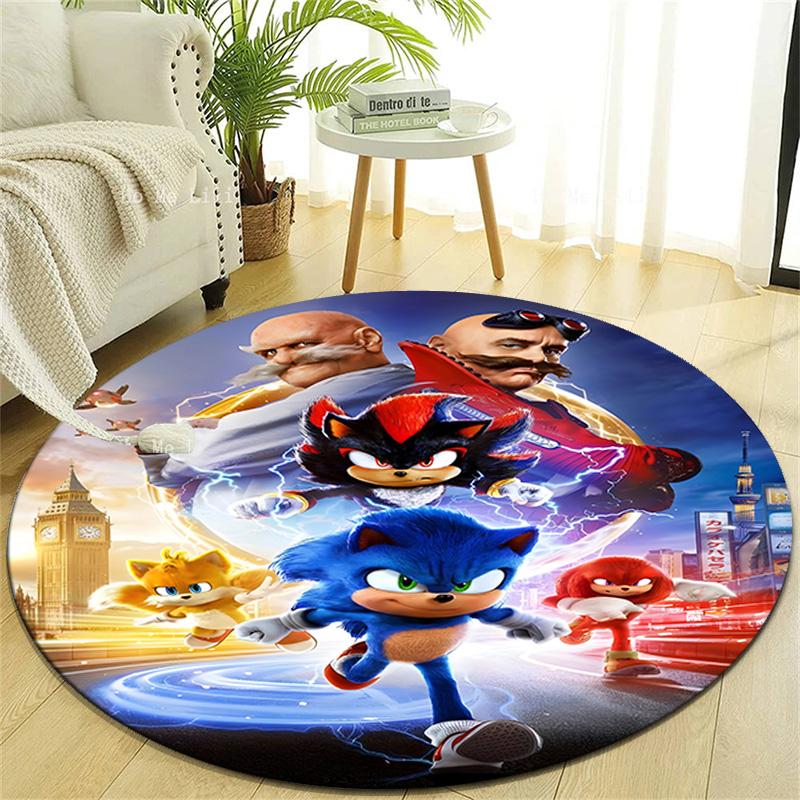 1pc Sonic1 Design Printed Area Round Carpet for Bedroom Living Room Home Decor Rugs Mat Non Slip Mat Rug for Bedside