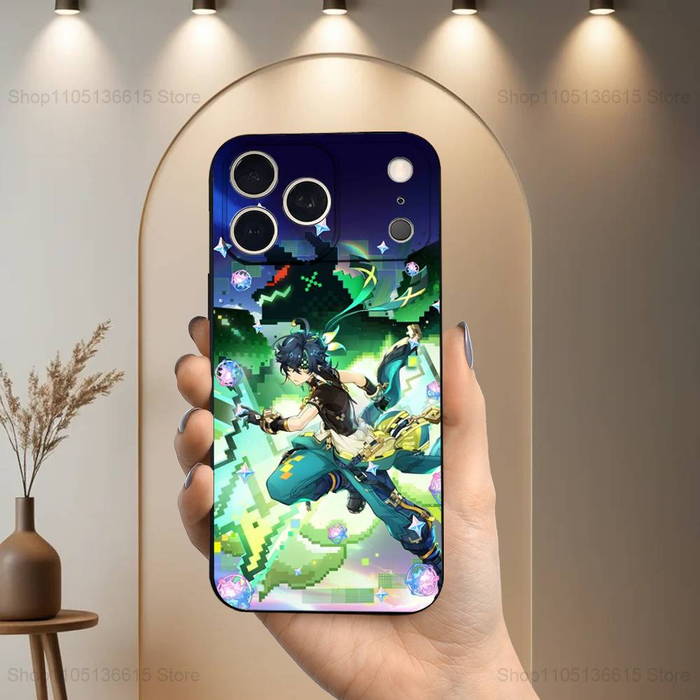 G-Genshin Impact K-Kinich Phone Case For iPhone 17,16,15,14,13,12,11,Plus,Pro Max,XS,X,XR,SE,Mini,8,7,Soft Silicone Black iPhone11