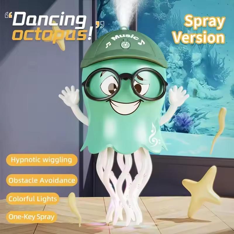 Polvo Elétrico Sensorial Brinquedo Lula Rastejante Música Luz Obstáculo Desvio Automático Brinquedo Dançante Móvel Efeito Spray Água-viva