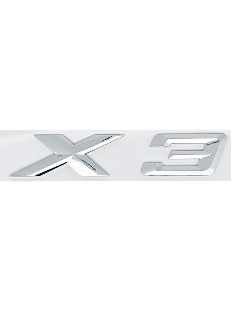 3D ABS Glossy Silver Car Emblem Sticker for BMW X1/X2/X3/X4/X5/X6/X7/GT - Fit sDrive18i/20i/23i/25i/28i/30i/35i/40i/45i/50i/55i