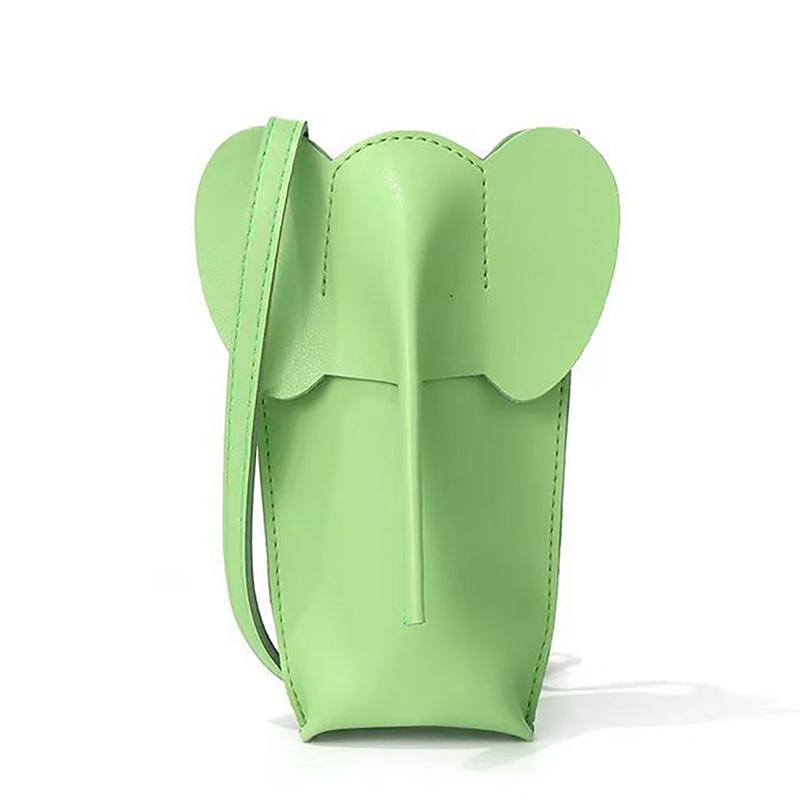 Cute Elephant Crossbody Bags For Girls Women Leather Soft Small Purses Card Wallet Phone Shoulder Bags Solid Color Mini Wallet