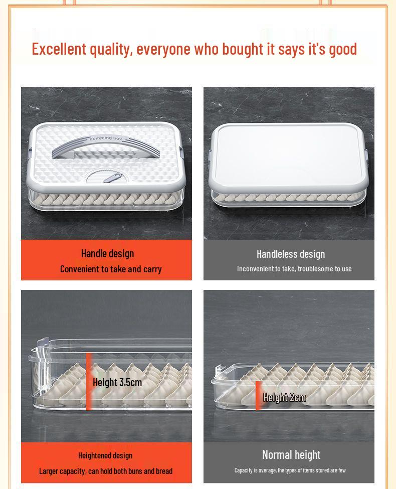 Multi-Layer Food-Grade Dumpling Storage Box for Freezer and Refrigerator