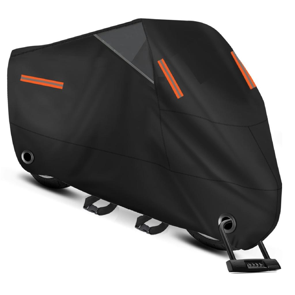 Motorcycle Cover, Waterproof, Large, 600D Thick, Pressure Resistant 19.7 inches (50,000 mm), Bike