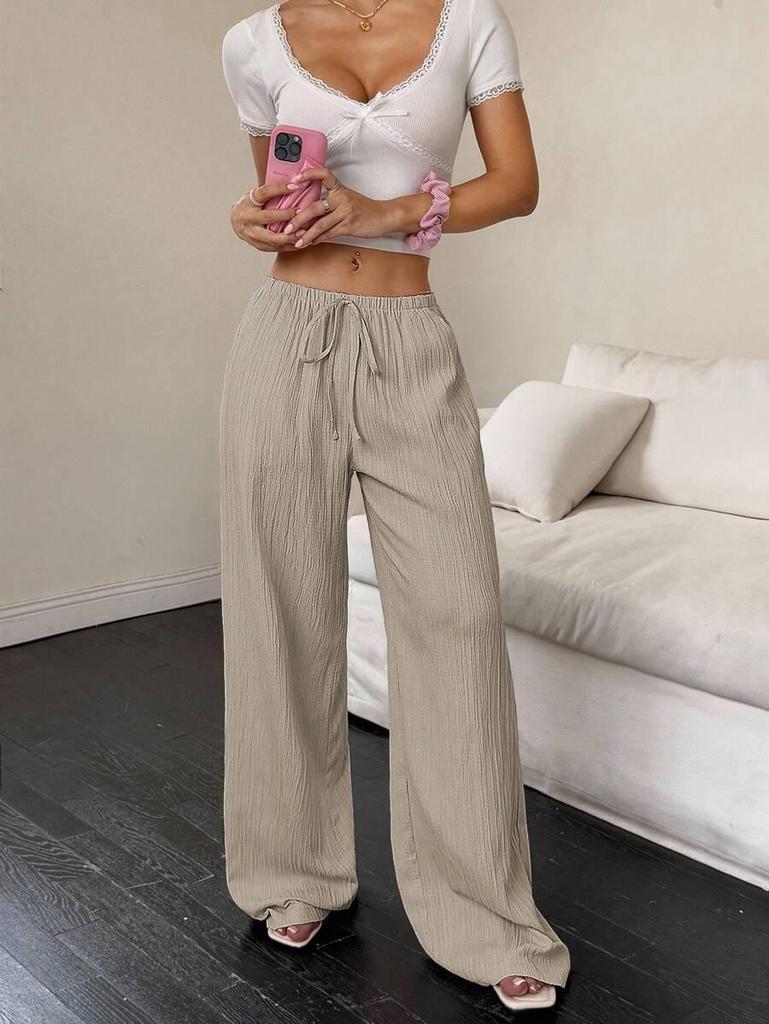 2025 Autumn European & American Style Women's Solid Color Straight-Leg Casual Pants