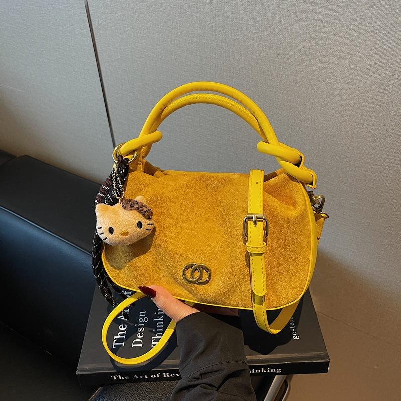 

Сумка-тоут женская 2025 новая осенне-зимняя модная высококлассная ретро-сумка для通勤 через плечо, сумка-пельмень жёлтый