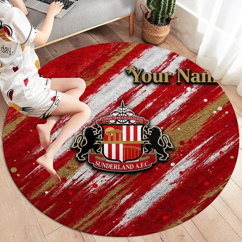 Sunderland A.F Custom Name Round Area Rug,Carpet Rug for Living Room Bedroom Sofa Playroom Decor,Non-slip Floor Mat