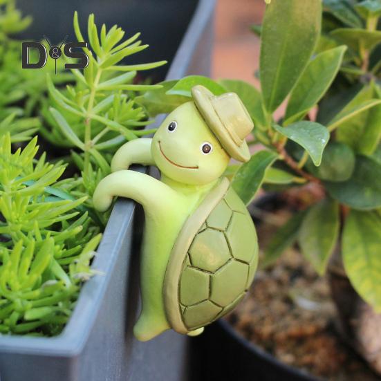Resin Turtle Figurine Planter Hugger Plant Pot Hanger Hanging Turtle Statue Mini Turtle Sculpture for Flower Pots Edge Decor