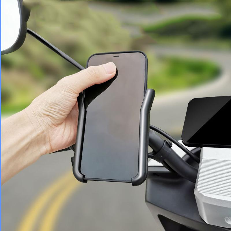 Motorcycle Bicycle Phone Holder Mount Handlebar Rearview Mirrow Quick Lock Support Telephone Stand Anti-slip Bike Scooter Clip