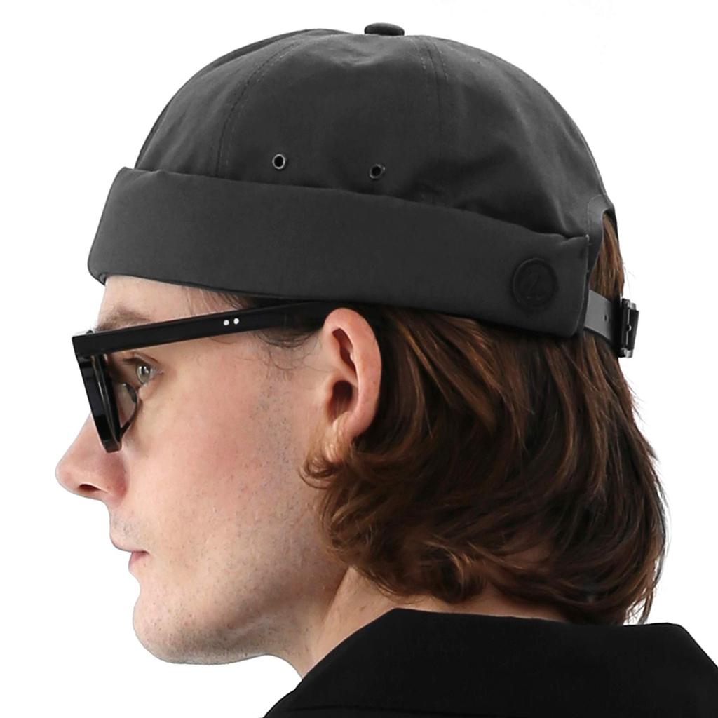 UNDERCONTROL Brimless Sailor Fisherman Vintage Leon No Skull Leather Strap Beanie Cap for Men and US Gray Hat, Visor, Women, Size Large, Color