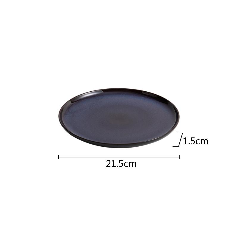 Kiln Changes Blue Ceramic Flat Plate Hotel Creative Steak Plate Dessert Plate Sushi Plates Breakfast Plates Featured Tableware