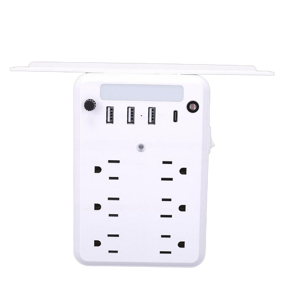 Wall Outlet Extender with Shelf Night Light Surge Protector 4 USB Ports 6 AC Outlets Wall Power Strip for Home