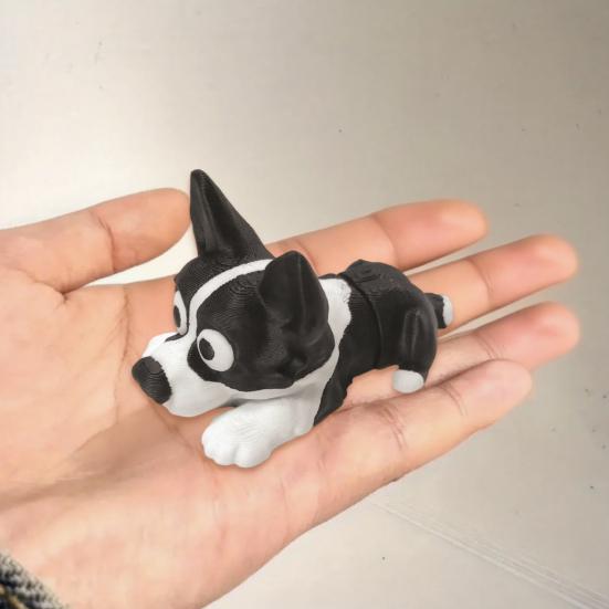3D Printed Dog Figurine, Cute Small Dog Car Dashboard Decor, Collectible Animal Ornament for Desktop Shelf, Gifts for Dog Lovers
