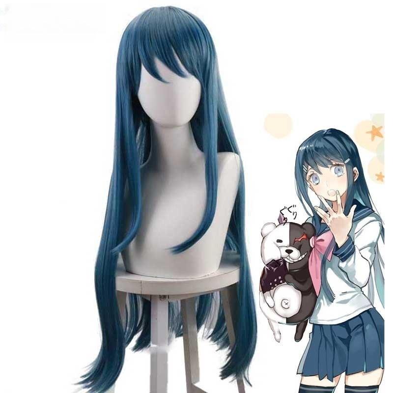 Anime Danganronpa Maizono Sayaka Cosplay Costume School Uniform Cyan Wig Shirt Skirt Socks Outfits Halloween Carnival Clothing