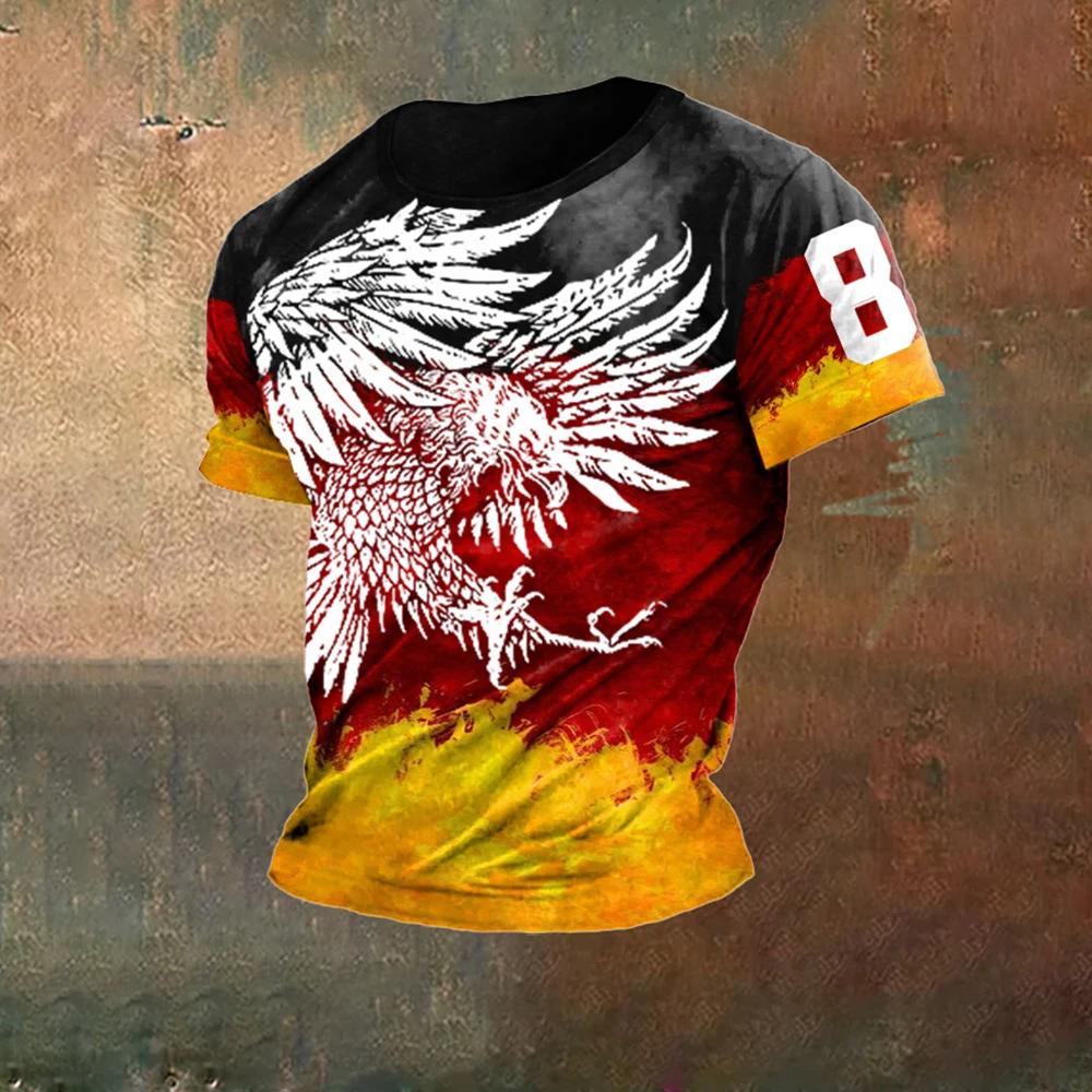 Vintage Deutschland Germany Eagle 3D Print National Flag Unisex Men Women MMA Kick Boxing Muay Thai T Shirt Quick Dry Short Sleeve Streetwear Retro