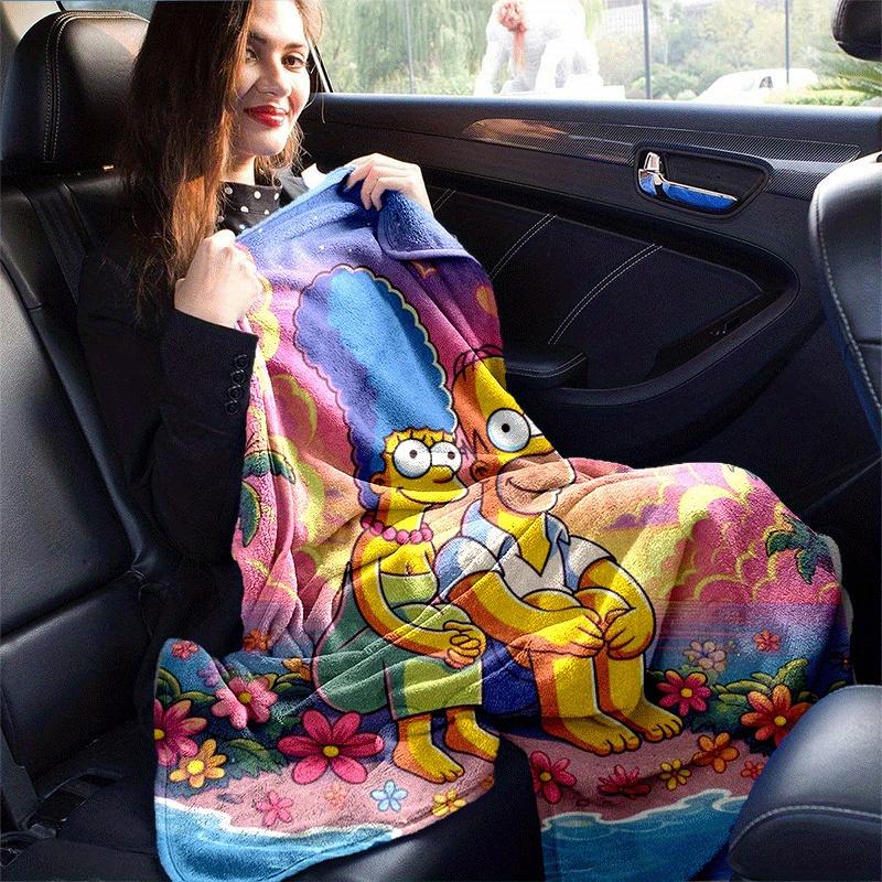 1pc The Simpsons (3) Printing Blanket - Soft, All-Season Throw for Living Room, Beroom,Personalize Gift with Aorable Cartoon esign