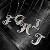 TikTok Live French-English Initial Pendant Necklace - Customizable 26 Letters, Full Diamond, Personalize Your Name or Surname