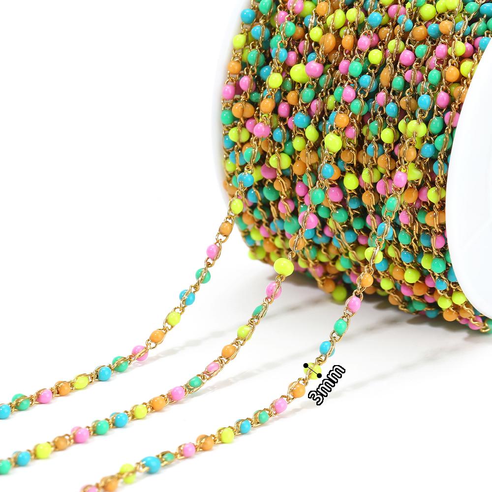 

1 Meter Stainless Steel White Black Enamel Twisted Beads Chains DIY Jewelry Women Necklace Bracelet Earrings Making Body Chains