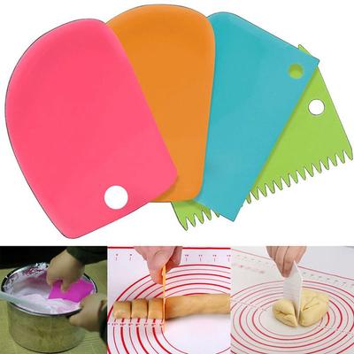 3PCS Fashion Plastic Kitchen Pastry Butter Cookie Decorating Spatula Cake Scraper Dough Cutter