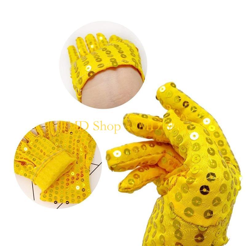 49MD Internet Celebrity Gloves Fashion Stage Performance Sequins Short Glove Black Silver Red Yellow Blue Shinning Mittens