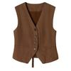 Gilet Casual da Donna Bianco Scollo a V Bottoni Metallici Davanti Orlo Asimmetrico