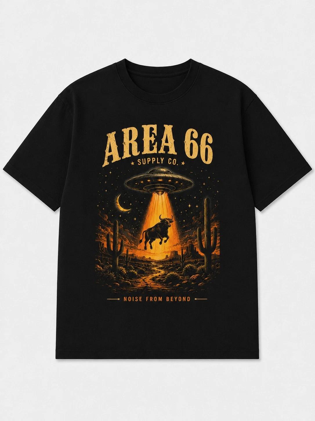 Area 66 T-Shirt Funny UFO Cow Abduction Desert Western Vintage Graphic Tee 4XL