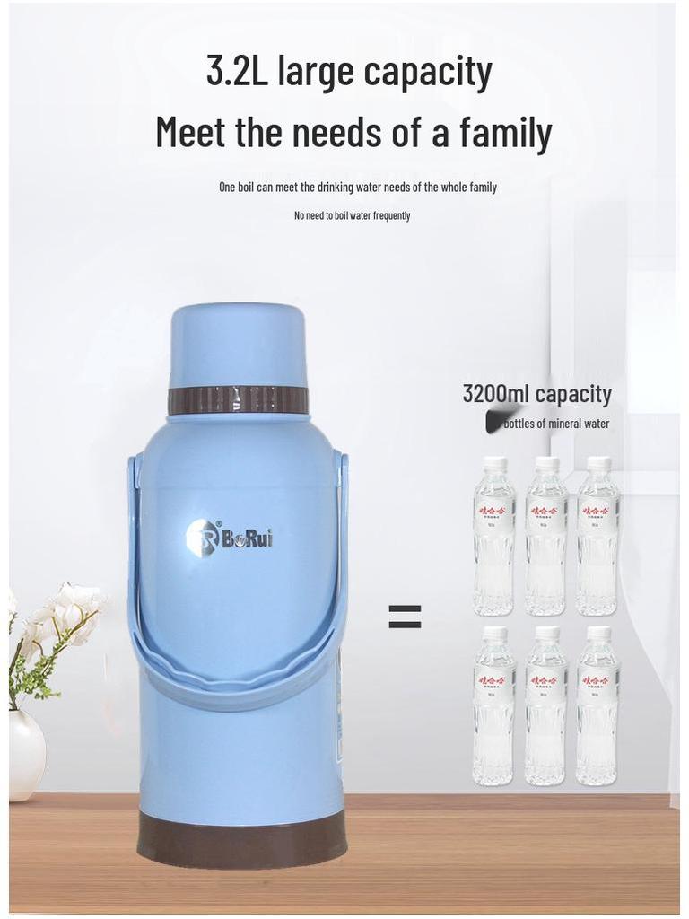 Large Leather-Covered Thermos Flask for Home or Dorm Use - Keeps Tea Warm, Plastic Exterior, Ideal for Students