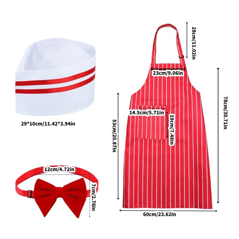 1950s Adult Waiter Costume Kits Waitress Costume Carnivals Hot Dogs Sodas Jerk Costumes with Stripe Apron,Caps Bowtie