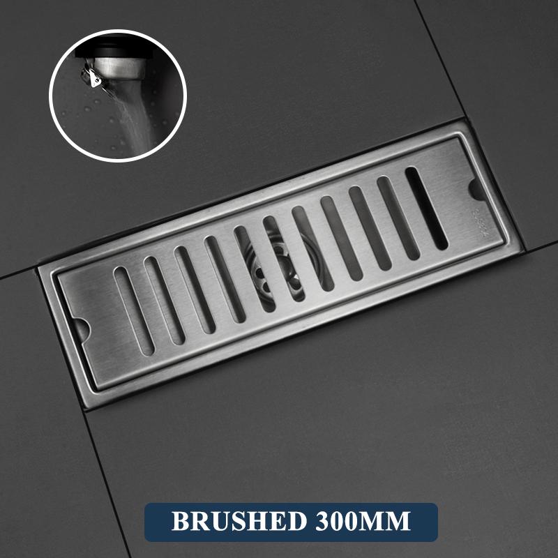 

Rectangle 304 Stainless Steel Black Brushed Gold Bathroom Linear Shower Floor Drain Waste Trap Long Drainage Conceal Floor Drain
