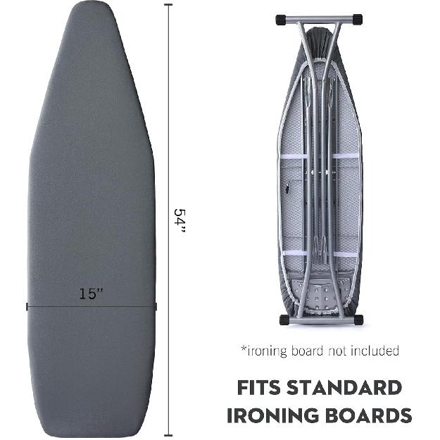 Potah a podložka na žehlicí prkno, standardní velikost 15x54 palců, potah na žehlicí prkno se 4 vrstvami s postříbřeným povrchem a elastickými okraji, extra silná výplň, snadné