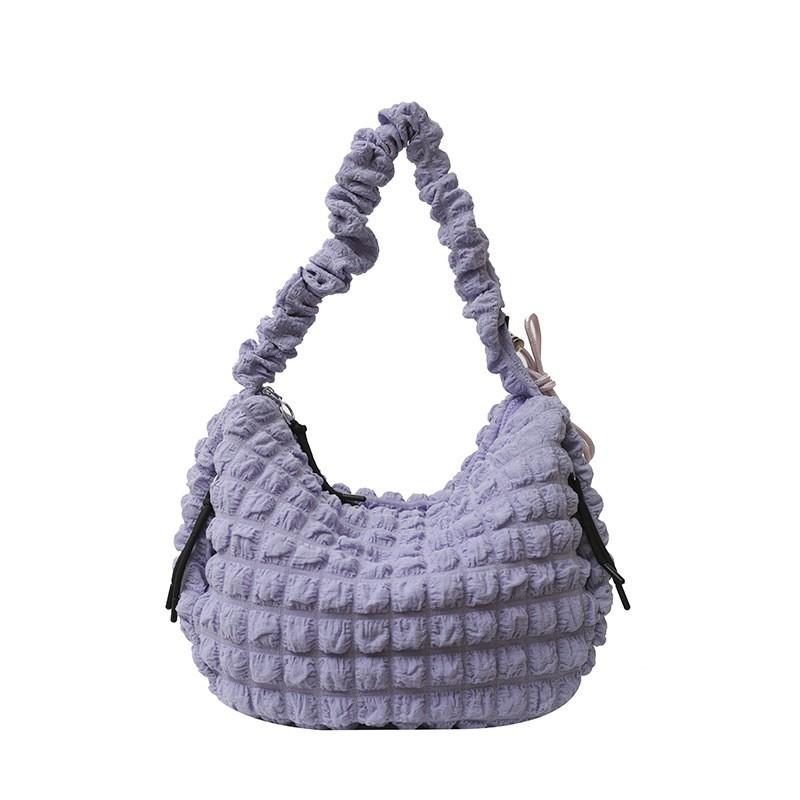 2025 New Seersucker Pleated Niche Knitted Bag Women's Casual One-shoulder Cross-body Large Capacity Cloud