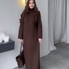 2025 Women's Autumn/Winter Solid Color High Neck Loose Knit Sweater Dress