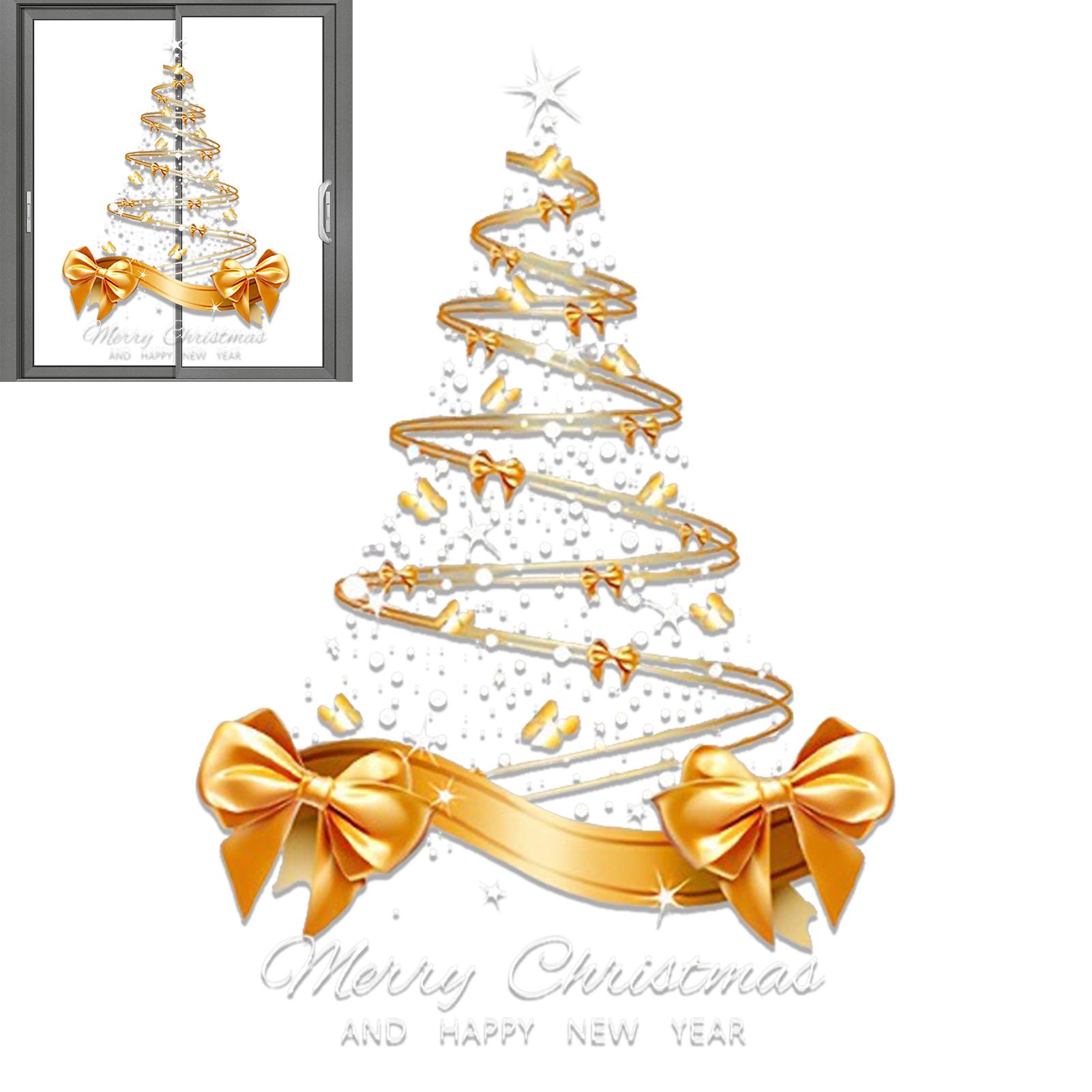 Golden Christmas Tree Window Sticker Reusable Double-sided Sticker For Glass Doors Windows Christmas Holiday Gift Home Decor China Mainland