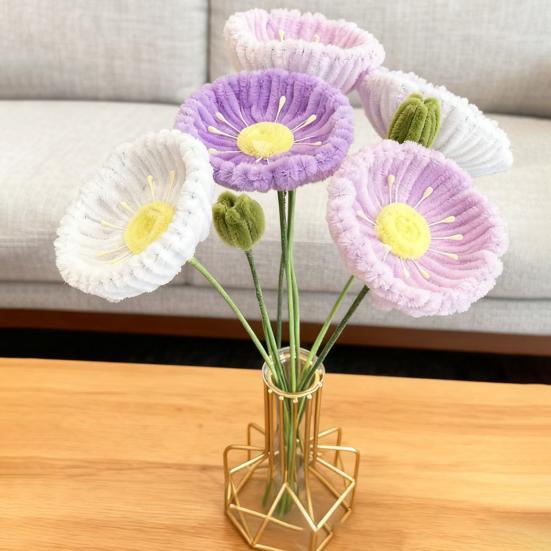 Finished Pipe Cleaner Flower Handmade Chenille Stem Fake Flower Craft Gifts for Women Mother Wife Valentine's Day Birthday Wedding Home Decor