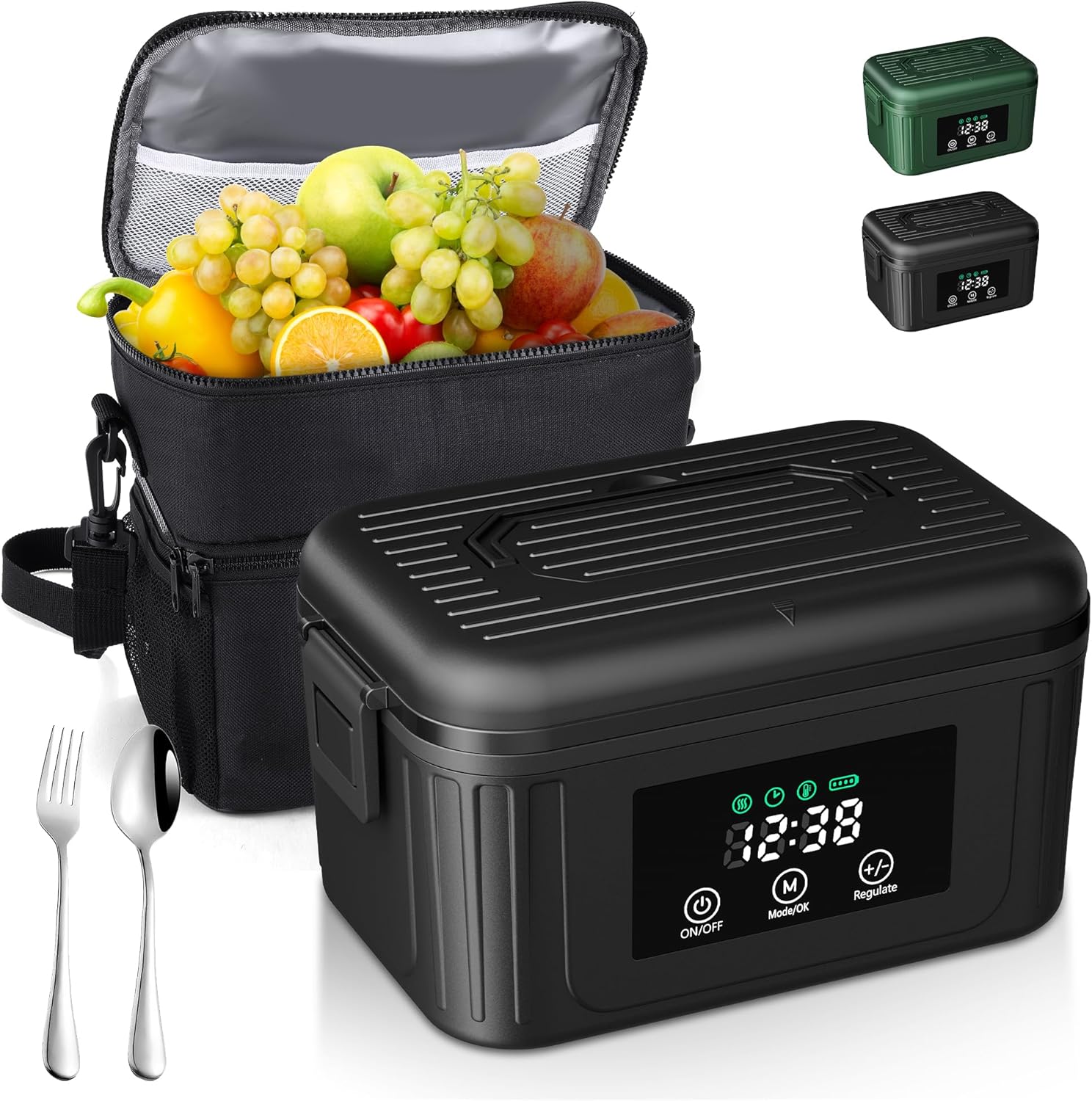 Cordless Electric Lunch Box 1.4L Heated Portable Food Warmer for Adults, Smart Scheduling & Auto Keep Warm, Insulated Bag with I
