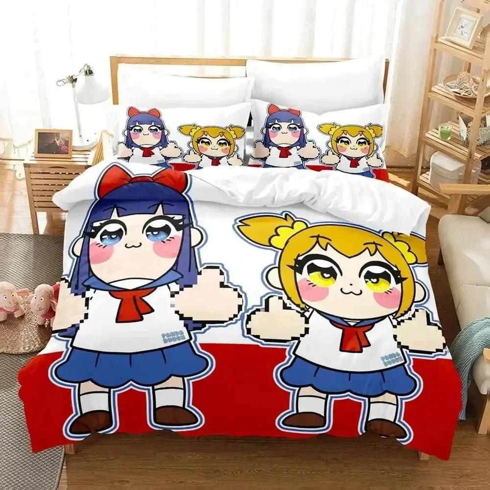 3D Print Anime Pop Team Epic Comfortable Duvet Quilt Cover Pillowcase Bedding Set Children Bedroom Decoration Home Textile