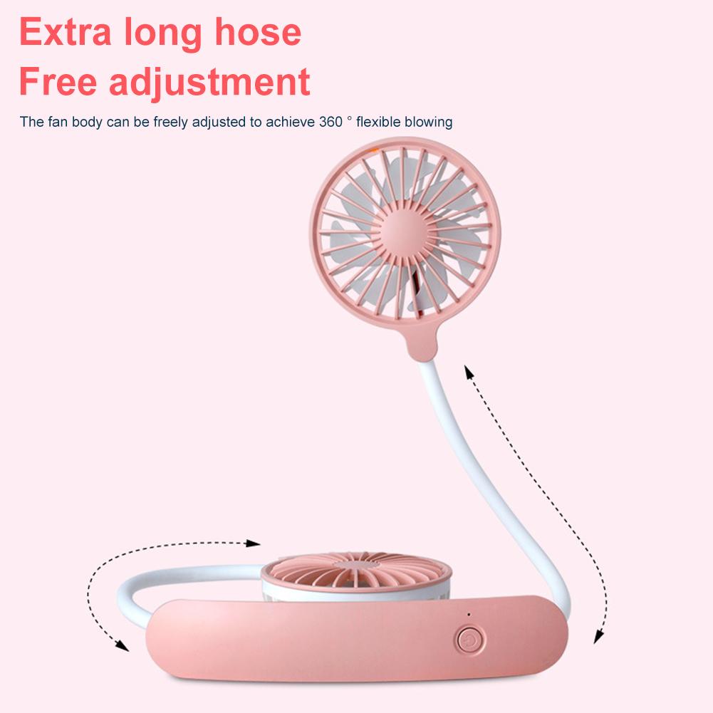 

Mini Portable Fan USB Rechargeable Cold Fan Mini Summer Sport Fan 3-Speed Hands Free Hanging Neck Dual Fan with 360° Rotation розовый