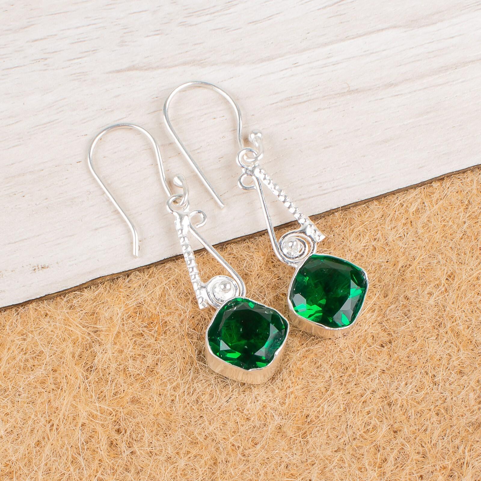 

Chrome Diopside Gemstone 925 Sterling Silver Jewelry Handmade Earrings 1.90 EE-46-8