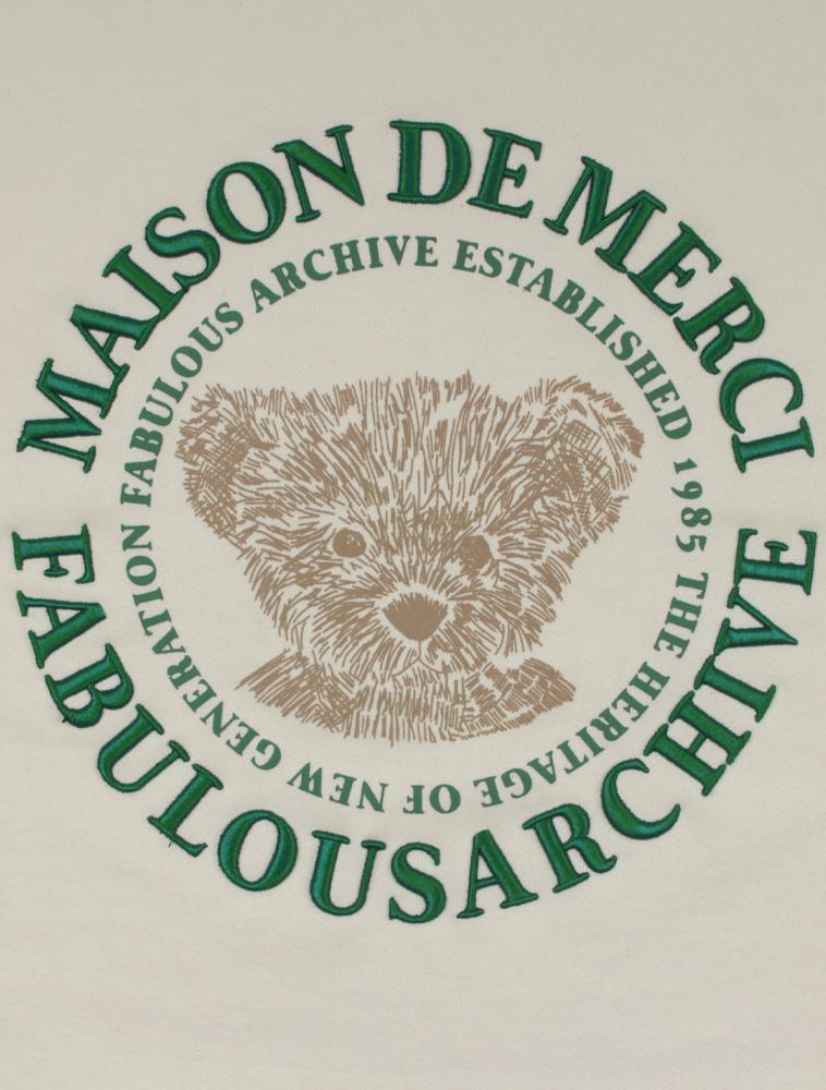 LA MAISON STUDIO [Fleece Line Selection] Women'S Crop Bear Friends Embossed Embroidery Sweatshirt Ivory (Fcb3Ts355W)