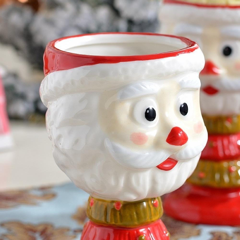 Cartoon Ceramic Ice Cream Cup Water Cup Christmas Mousse Mug Santa Claus Goblet  Xmas Gift