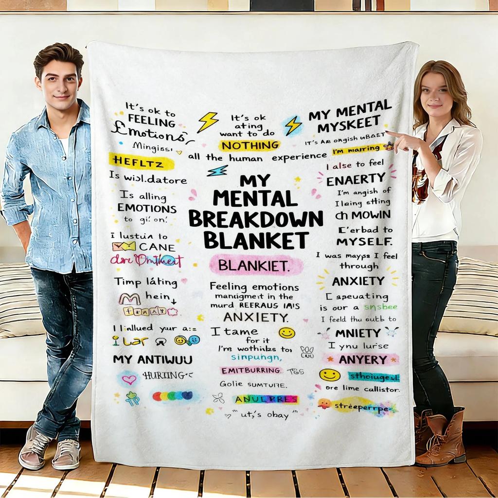 Mental Breakdown Flannel Blanket Soft Cozy Throws Napping Travel Use