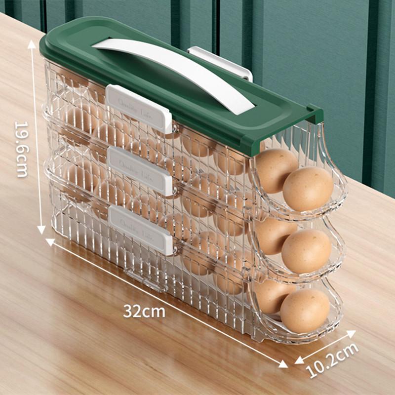 Scatola Porta Uova Tipo Cassetto per Frigorifero Frigorifero Scorrimento Automatico Organizzatore Cucina Organizzatori per la Casa Contenitori Ermetici Cibo