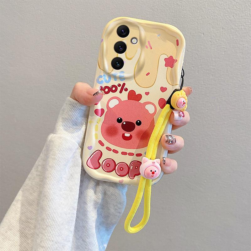 Japanese and Korean Cute Cartoon DIY Oppo A94 Mobile Phone Case: A8 Anti-Fall F17 Soft Shell with Printed Chain, Foreign All-Inclusive.