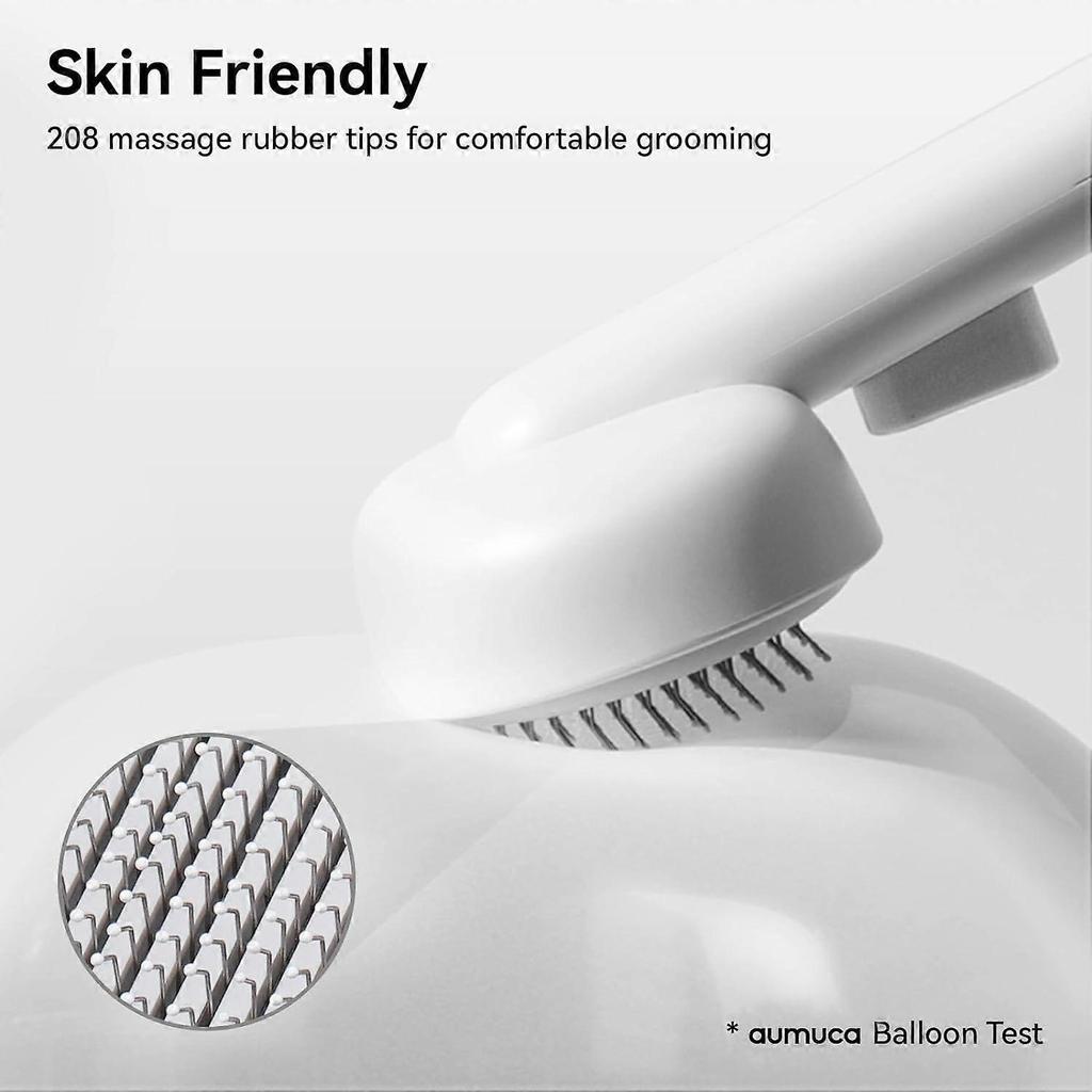 White Cat Brush with Release Button, Cat Grooming Brush for Shedding Indoor Cats, Pet Comb for Long & Short Haired Cats