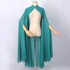 Multicolor Chiffon Gothic Cape: Long Wedding & Halloween Shawl for Women