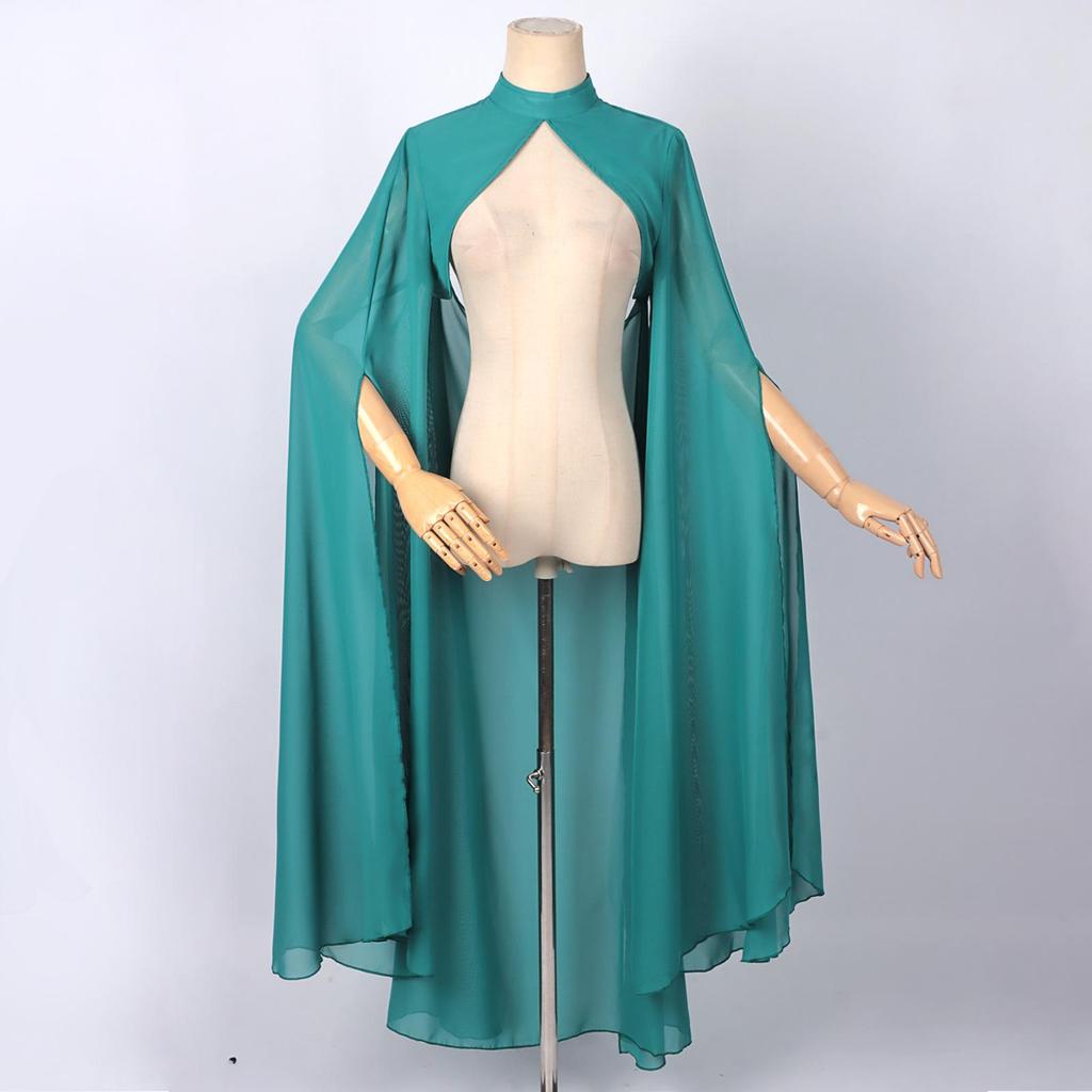 Multicolor Chiffon Gothic Cape: Long Wedding & Halloween Shawl for Women