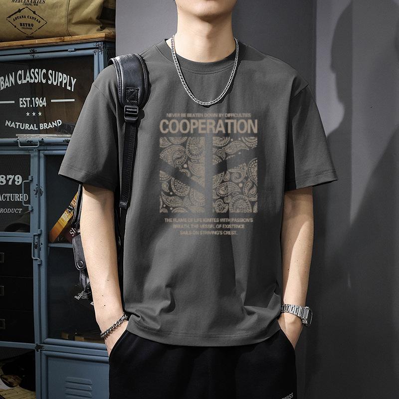 

Хлопковая футболка с коротким рукавом Модная на все случаи жизни Дышащая летняя спортивная футболка Мужской топ 3XL